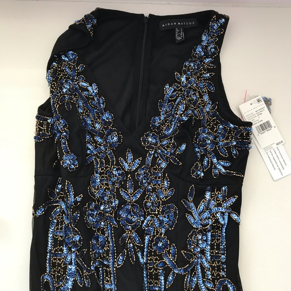 AIDAN MATTOX BEADED SLEEVELESS EVENING DRESS - Picture 3 of 8